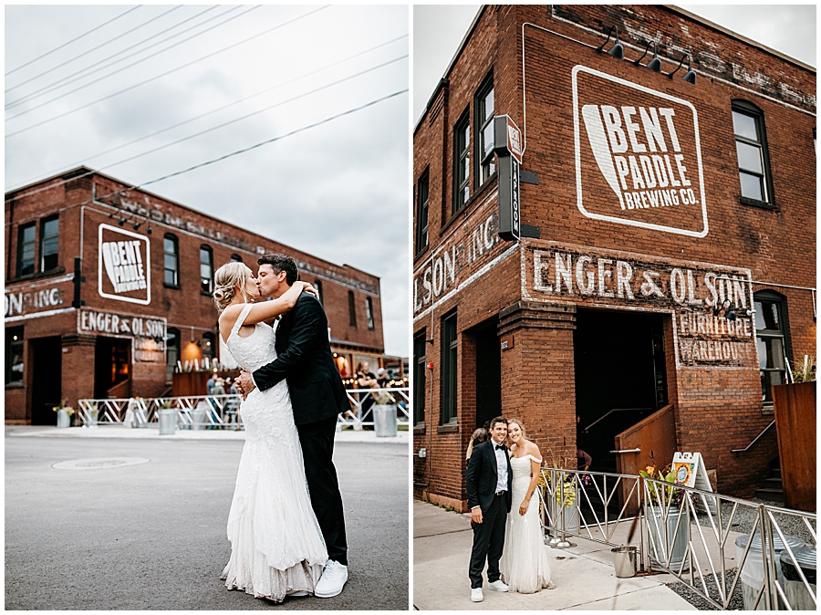 bride and groom dancing in the streets of duluth minnesota